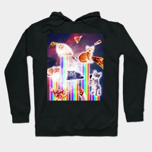 Outer Space Galaxy Cats With Rainbow Hoodie